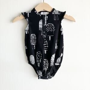 Miles The Label Baby Girl 9 Mos One Piece Black Popsicle Print Summer Spring